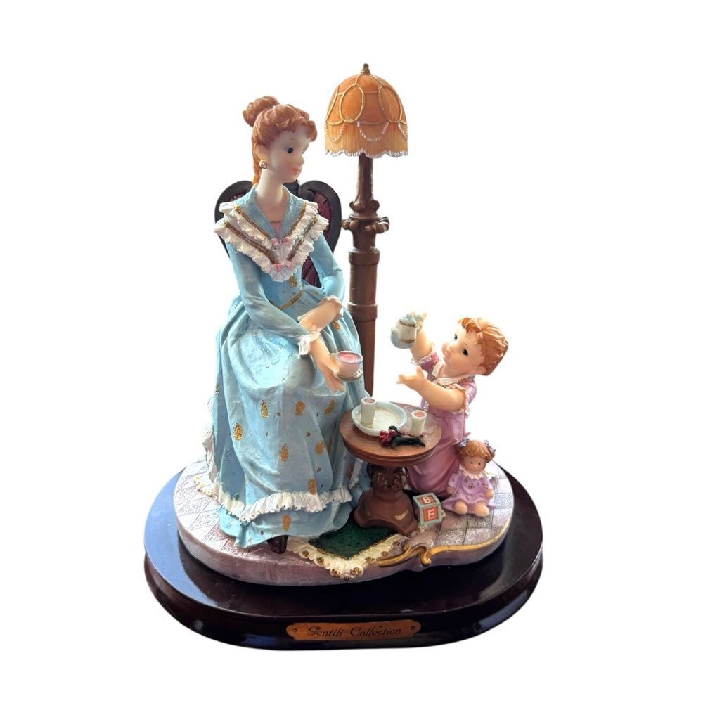 Vintage Gentili Collection Mother & Child Tea Party Resin Figurine